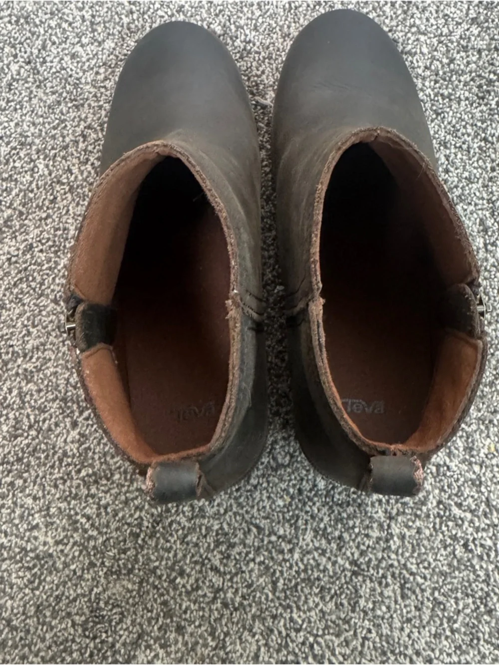 Teva Anaya Bootie RR Womens 10 Brown Leather Ankle Boots Side Zip Comfort